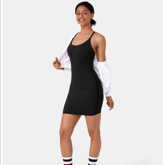 HALARA | Everyday Patitoff Pet Hair Resistant Bodycon Dress BLACK AND MAROON M - Picture 5 of 9